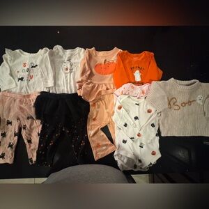 BUNDLE of Halloween/Fall Themed Baby Girl Clothes